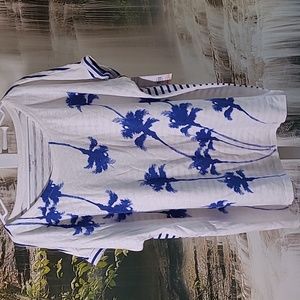 NWT! Relativity Womens 2X bling rhinestone coastal palm tree shirt